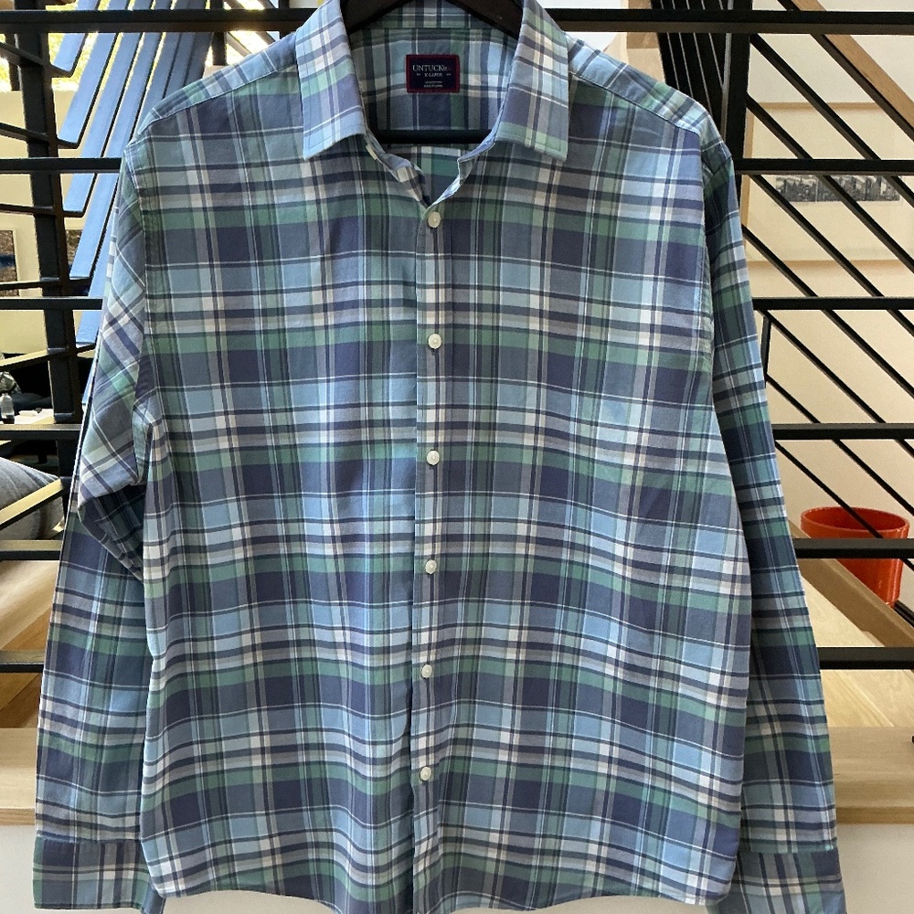 Untuckit Men’s cotton plaid shirt size XL